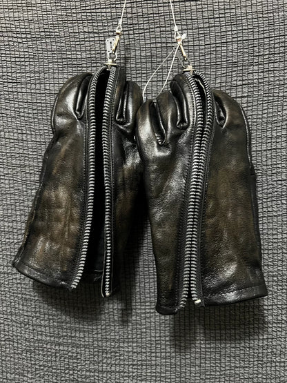 d hygen leather zip gloves with thumb opening