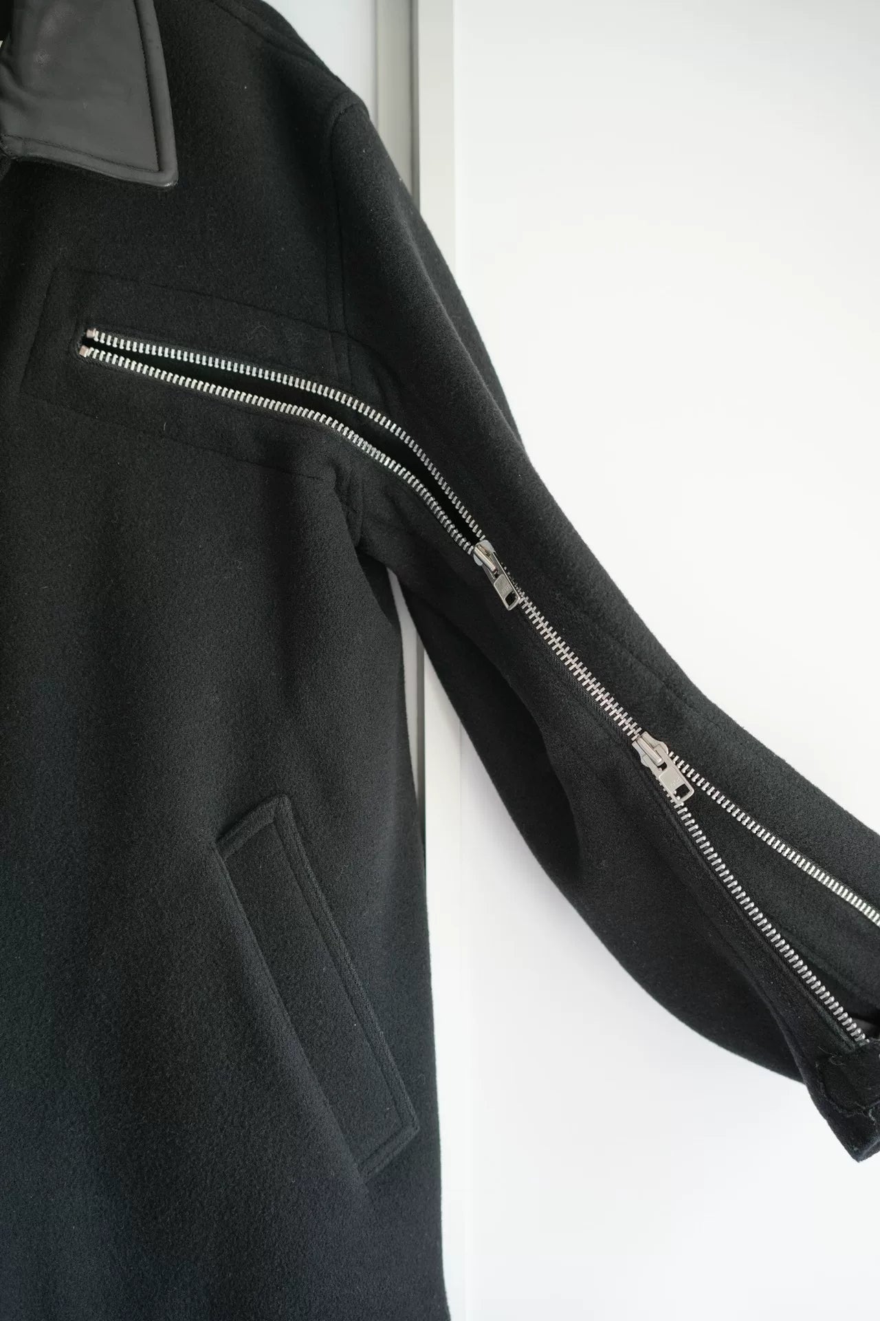 Yohji Yamamoto 04AW Back Zip Leather Collar Jacket