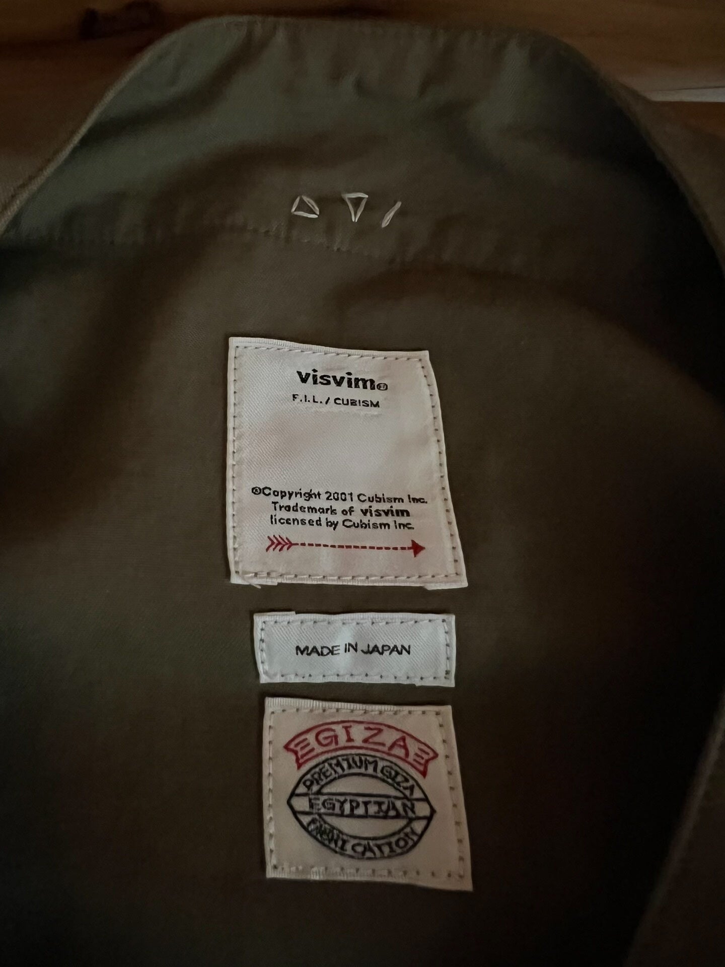 visvim Giza Cotton Baseball Shirt in Olive Green