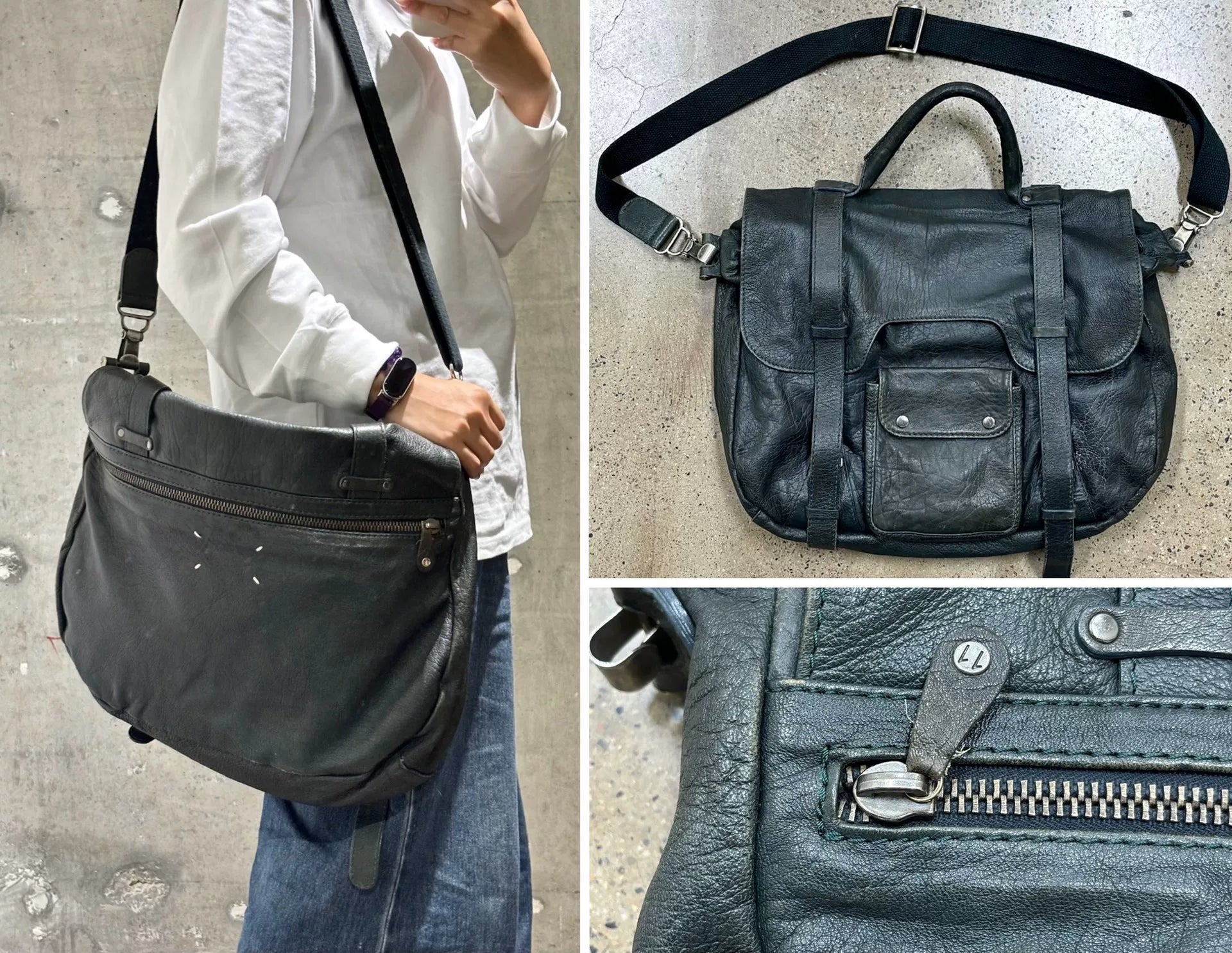 Maison Margiela Mail Bag in Black Leather