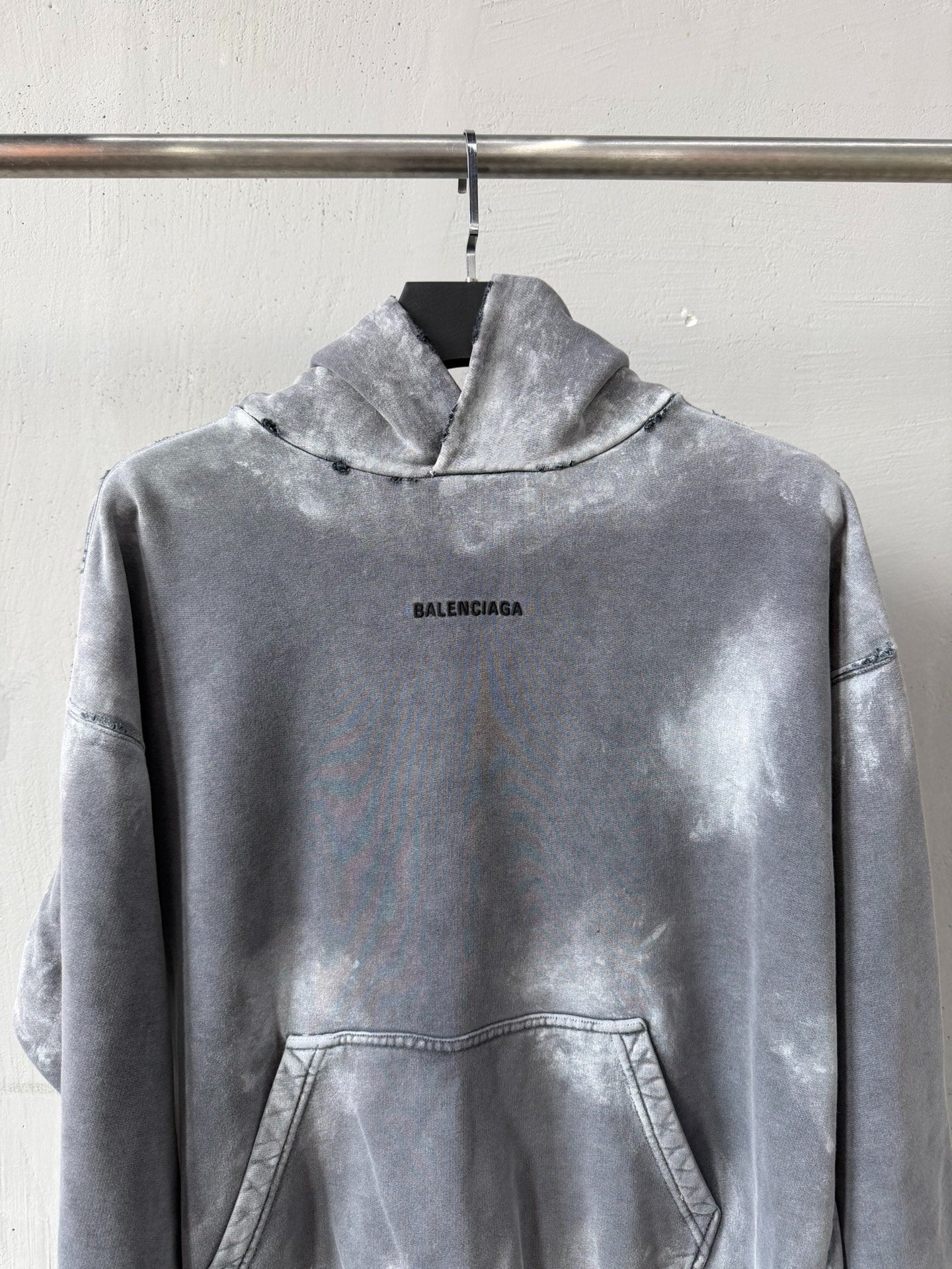 Balenciaga Gray Tie-Dye Logo Hoodie