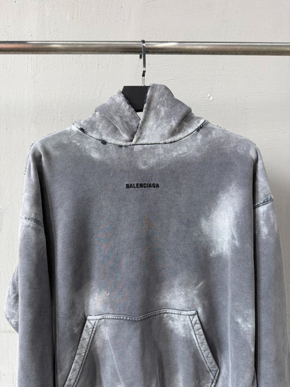 Balenciaga Gray Tie-Dye Logo Hoodie