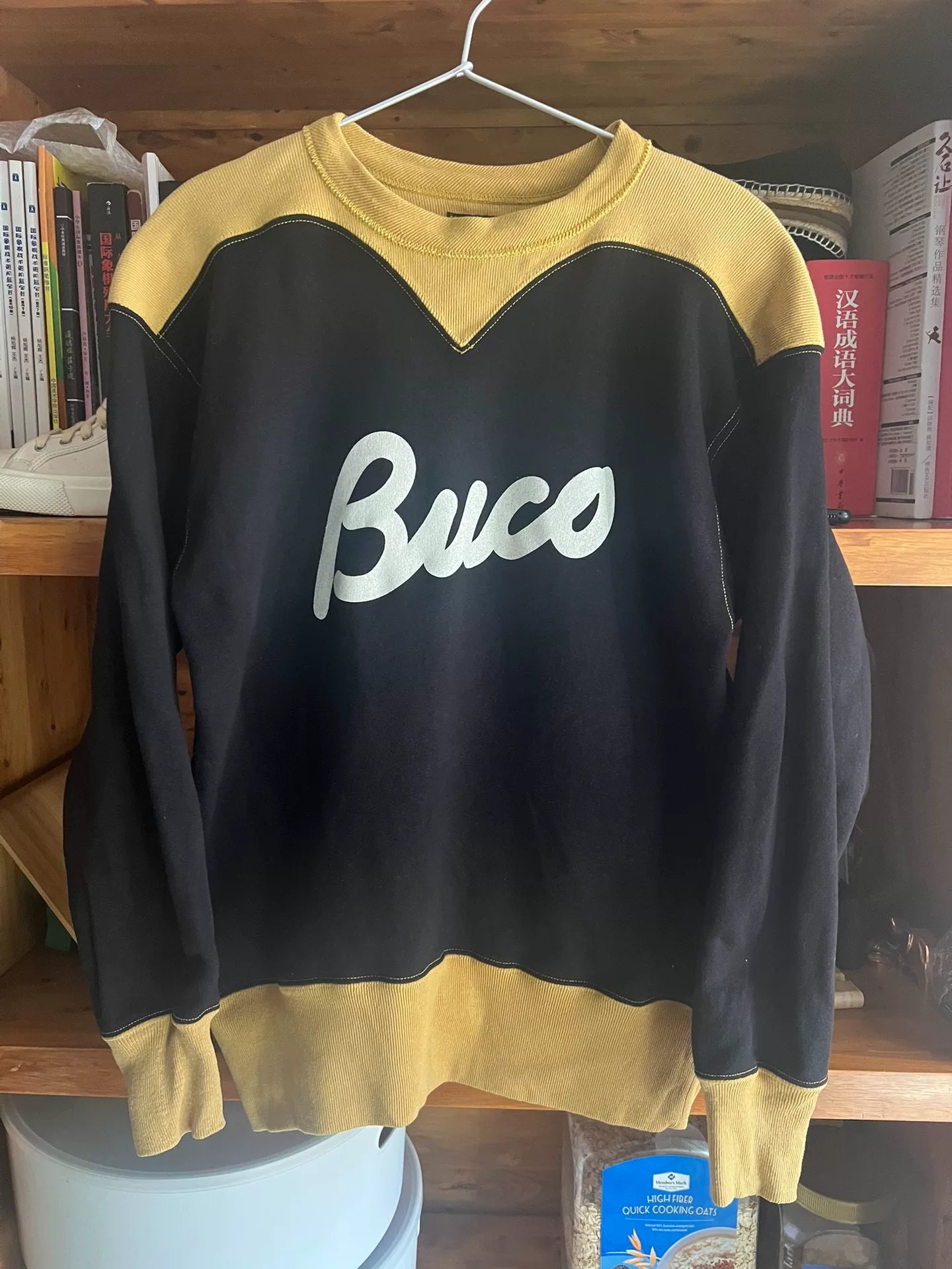 vintage buco fleece sweatshirt in black and yellow