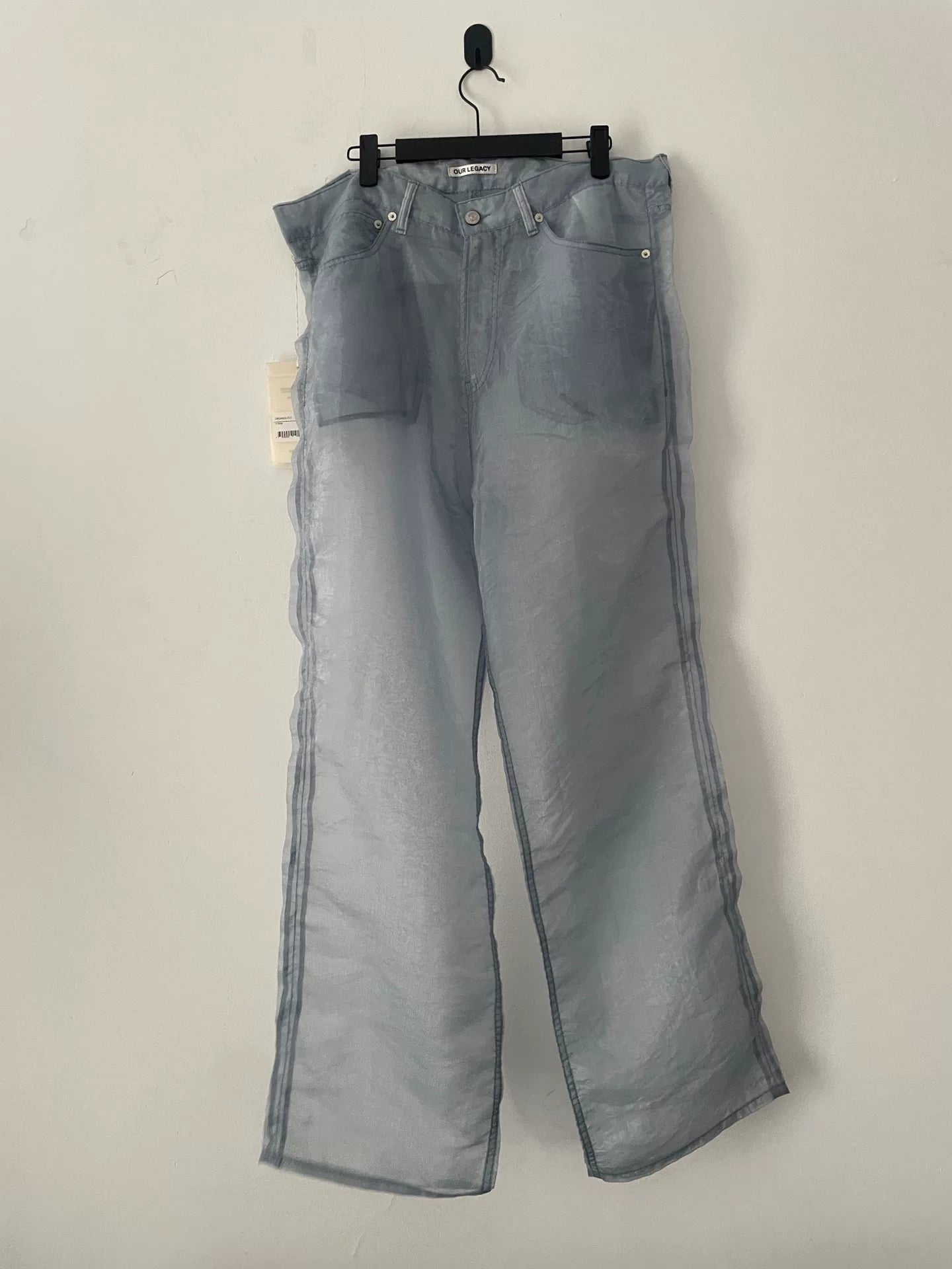 transparent denim pants for layering