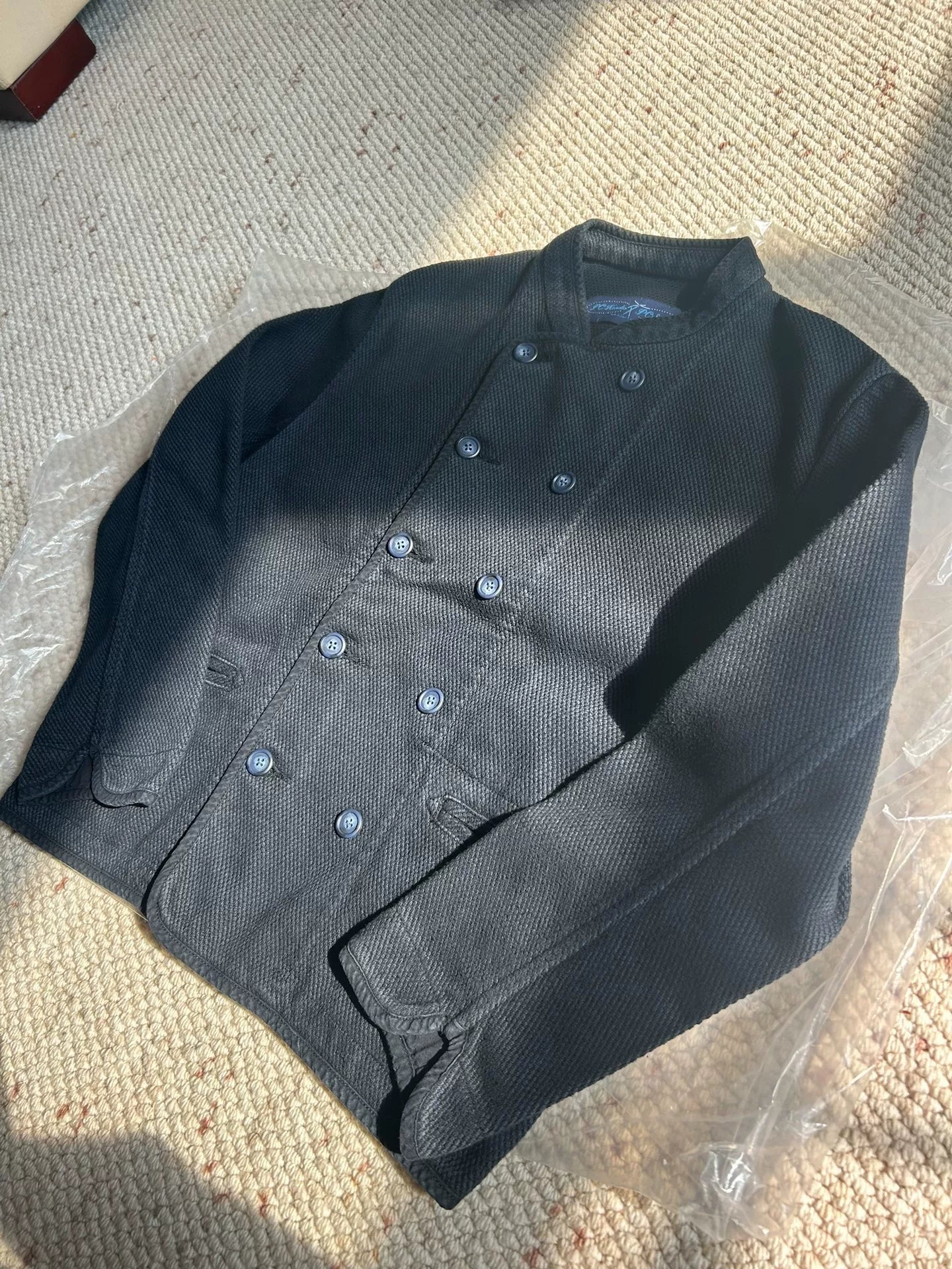 classic double-breasted jacket in navy blue