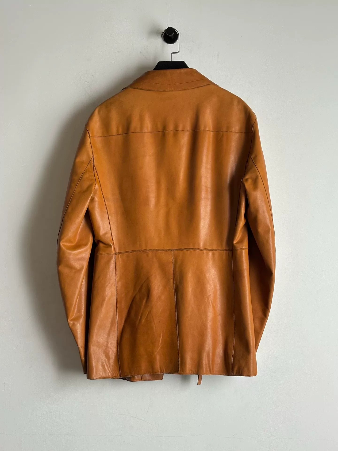 dirk bikkembergs leather jacket with tie straps