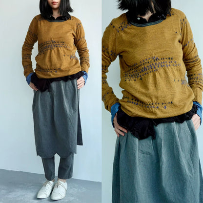 Kapital Wool Long T-Shirt with Indigo Dye