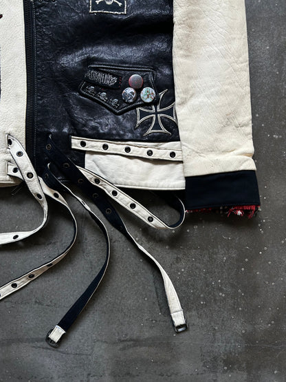 diamond dogs patchwork jacket with plaid collar