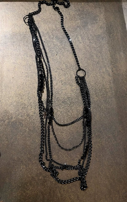 adjustable black cross necklace with charms