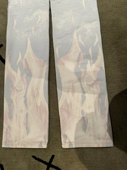 givenchy paris jesus print denim pants