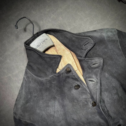 George Brato Men's Distressed Gray Suede Jacket