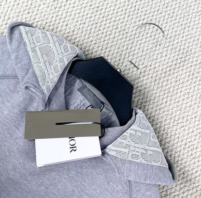 Dior Gray Logo Hoodie with Embroidery
