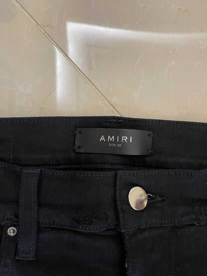 Amiri Black Denim Pants with Artistic Features