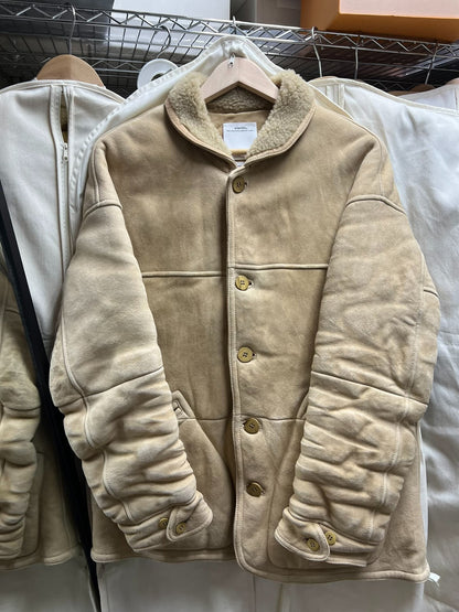 visvim eton jacket in sheepskin beige