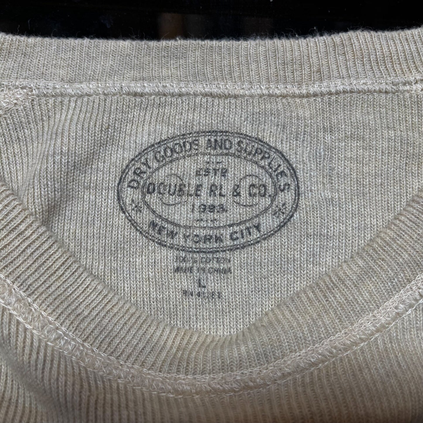 beige long sleeve RRL sweatshirt