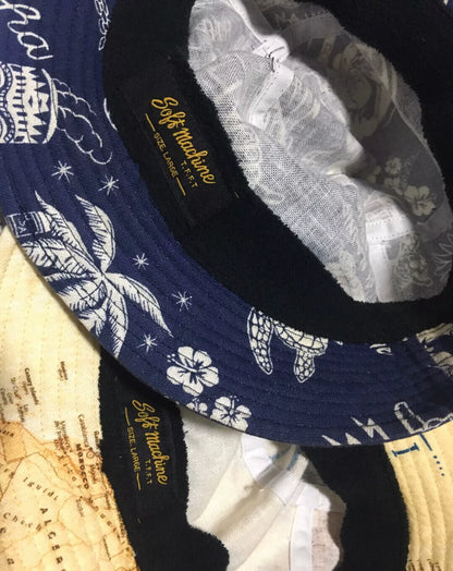 retro fisherman bucket hat navy blue