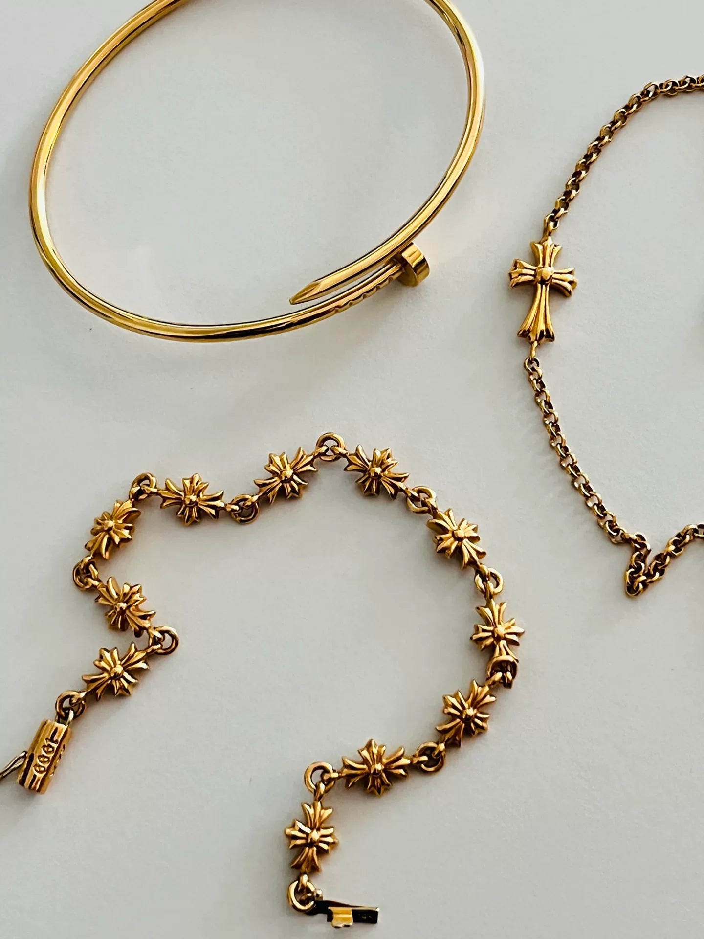Chrome Hearts Tiny E 22k Gold Bracelet