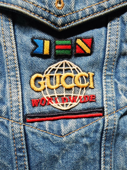 gucci vintage denim jacket with nautical patch