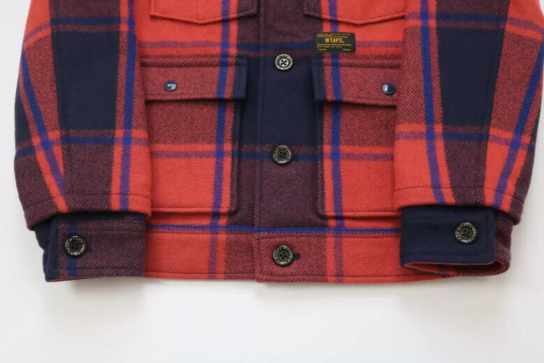 wtaps lamber jacket wool melton red check