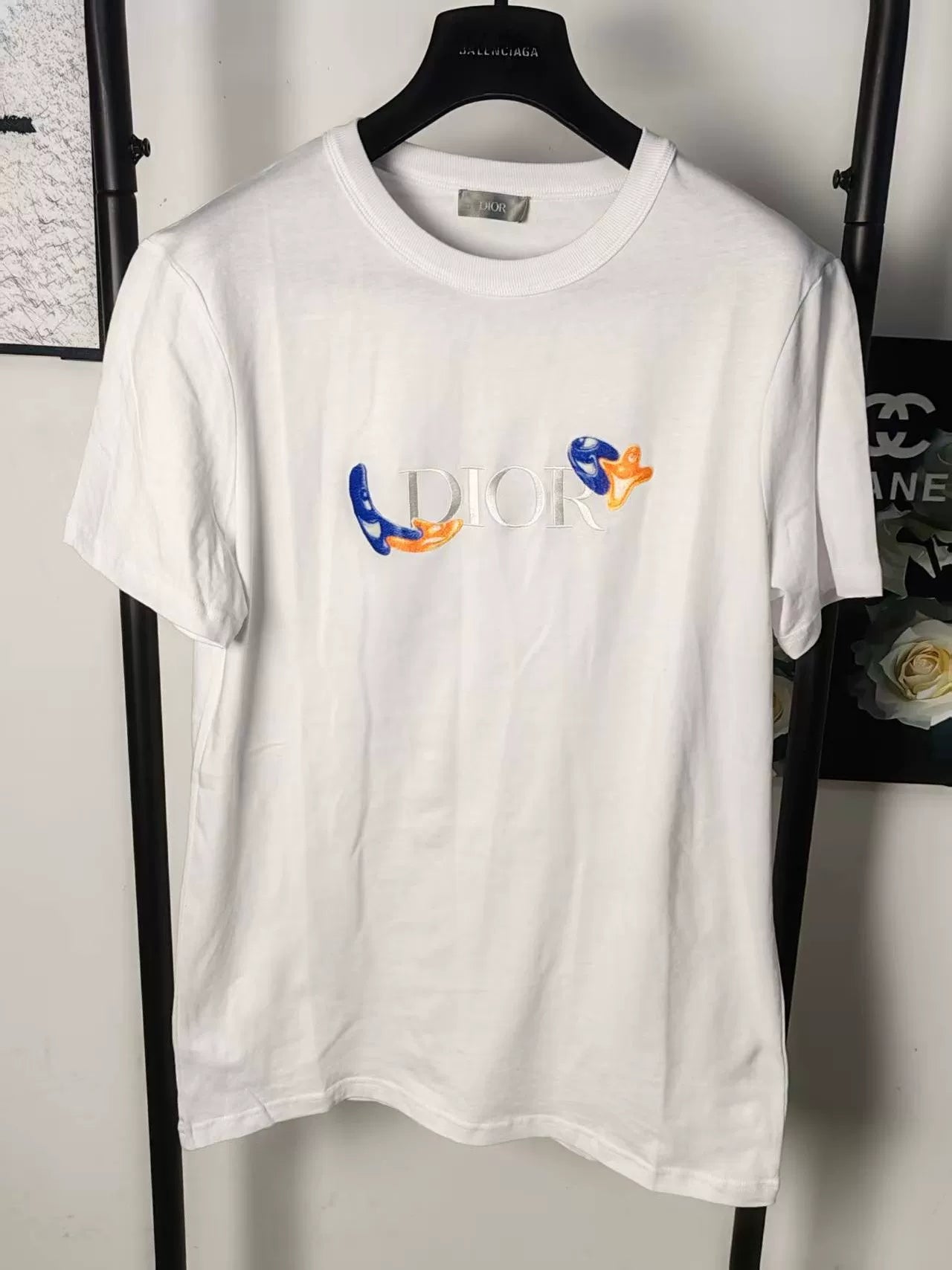 Dior Embroidered Logo Short Sleeve T-Shirt