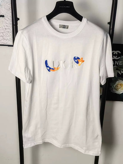 Dior Embroidered Logo Short Sleeve T-Shirt