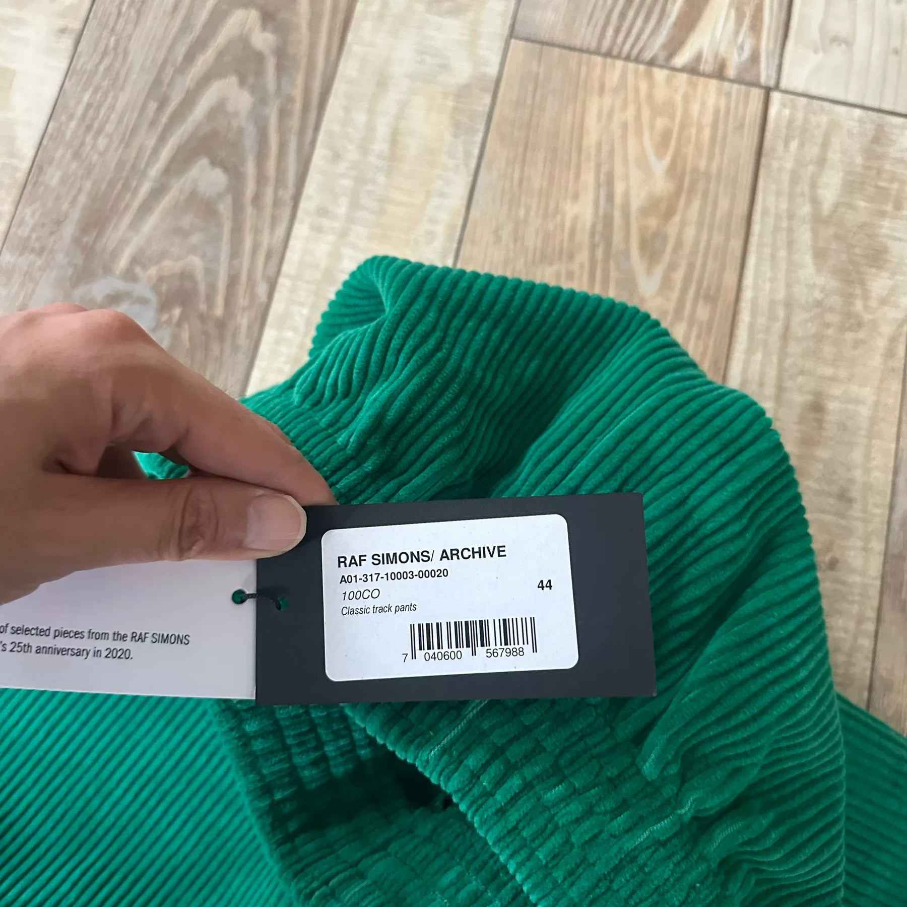 RAF SIMONS ARCHIVE REDUX Green Corduroy Pants