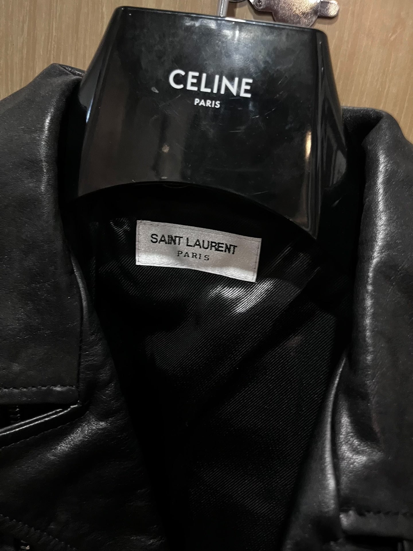 Saint Laurent Red Lip Embroidered Leather Jacket