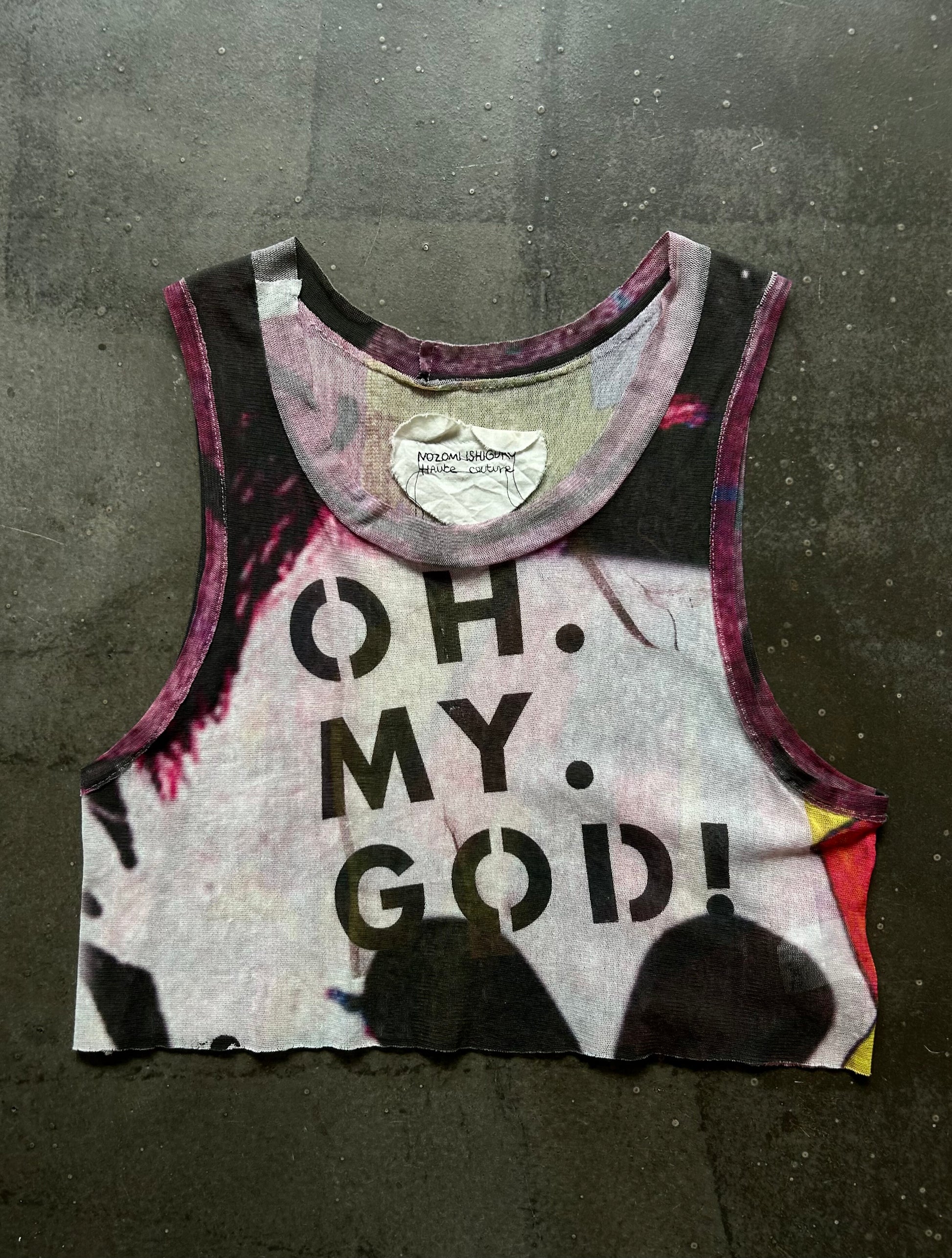 graphic crop tank top with slogan