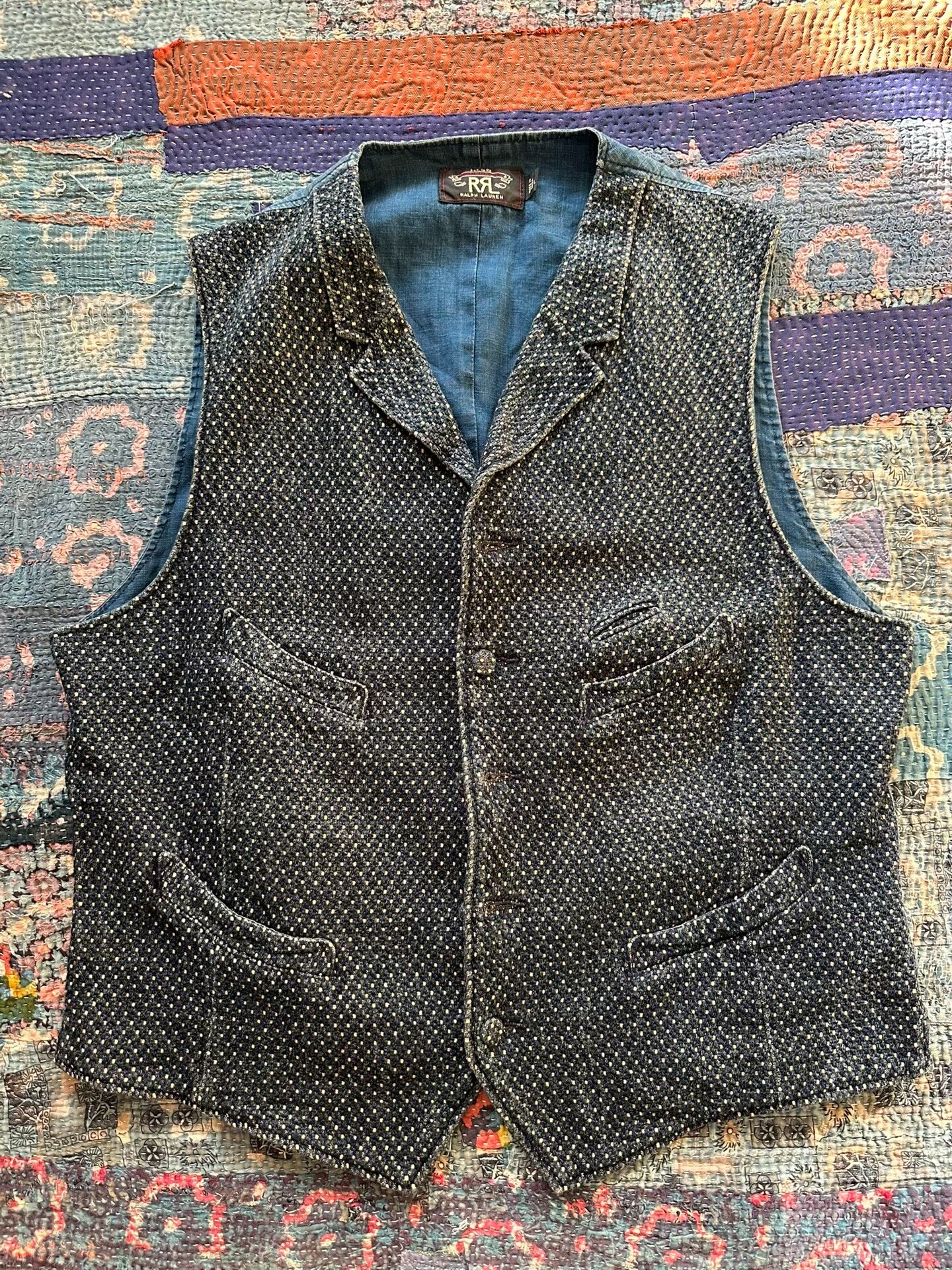 RRL Indigo Dyed Vintage Vest