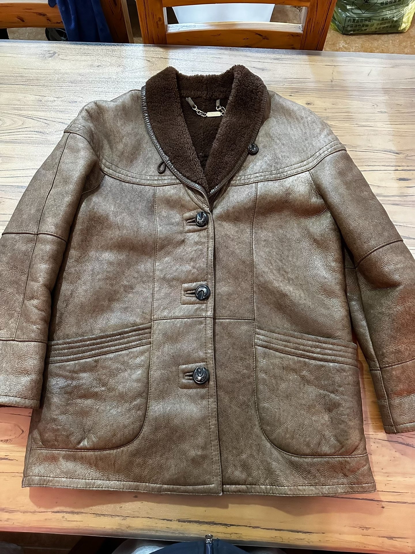RRL Distressed Shearling Leather Jacket