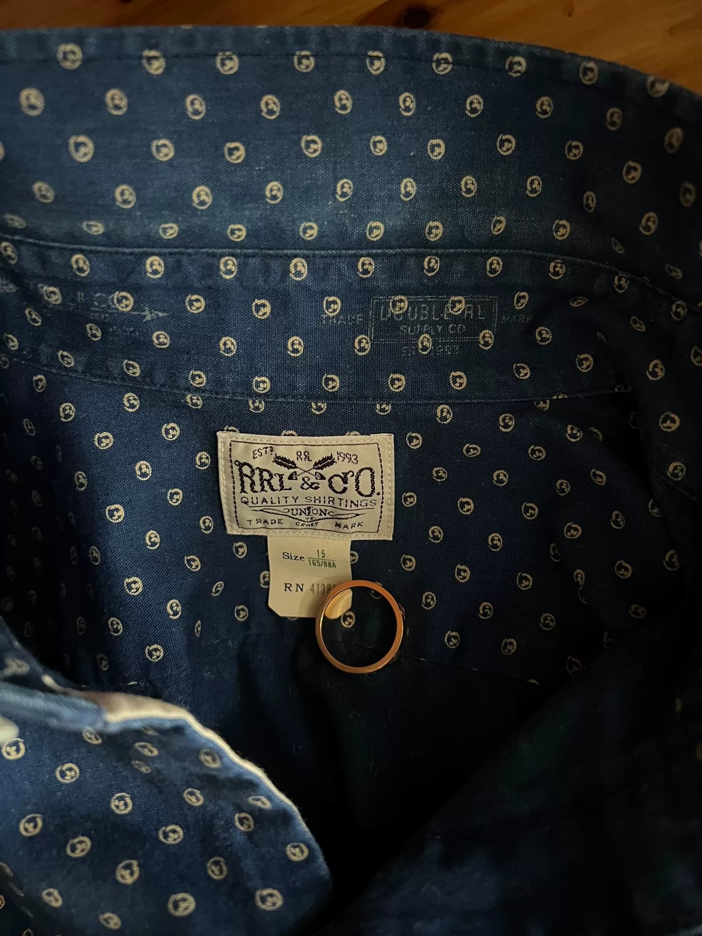 stunning blue dye RRL button-up shirt