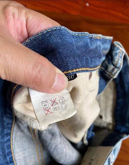 vintage distressed yellow mud denim pants