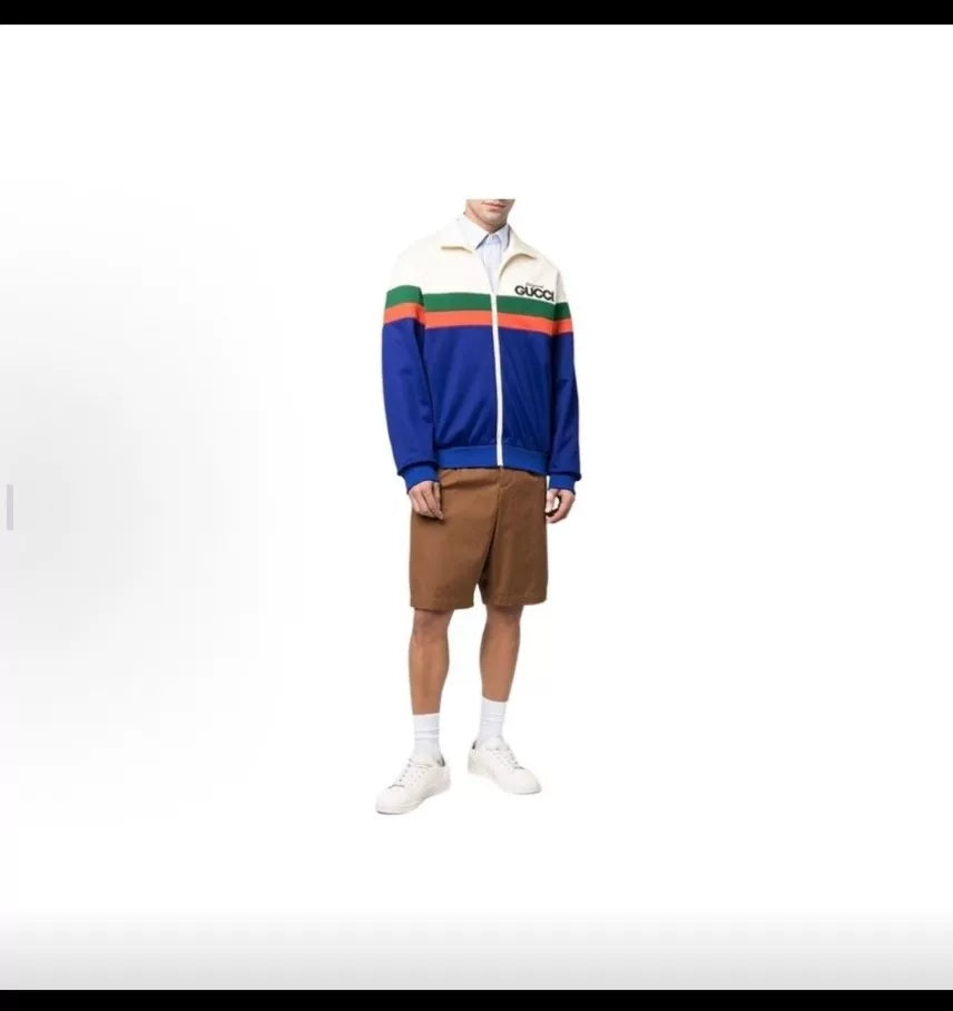 Gucci Colorblock Logo Casual Zip Jacket