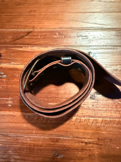 RRL Black Leather Belt Brass Buckle Italy