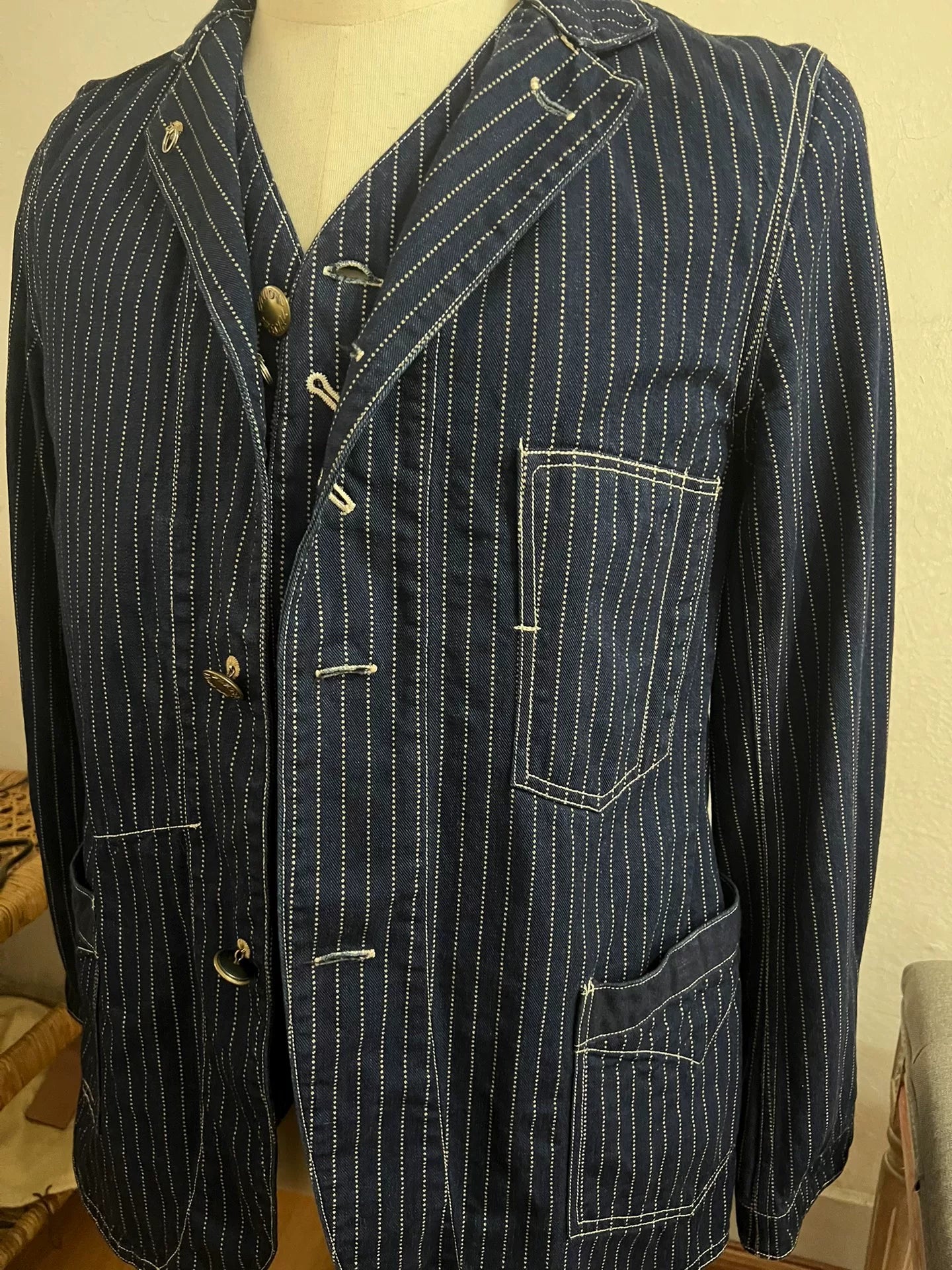 Freewheelers Discharge Print Coat & Vest Set