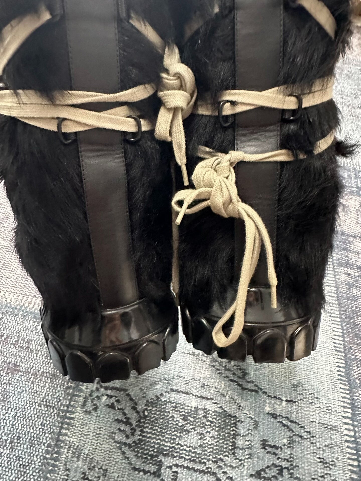 Rick Owens Black Fur Snow Boots