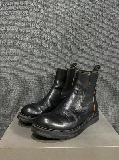 black leather chelsea boots by rick owens