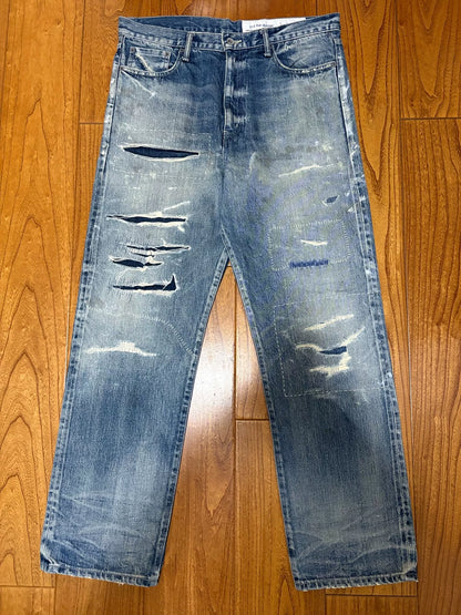 neighborhood scratch savage distressed denim pants