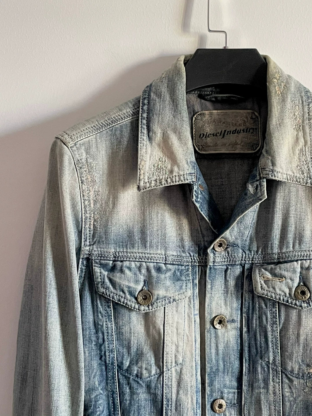 diesel yellow mud distressed denim jacket