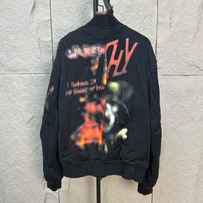 Givenchy Distressed Long Sleeve Zip Jacket