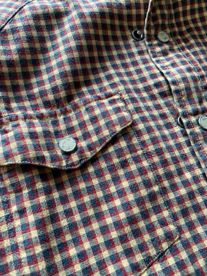 rrl long sleeve checkered shirt in brown