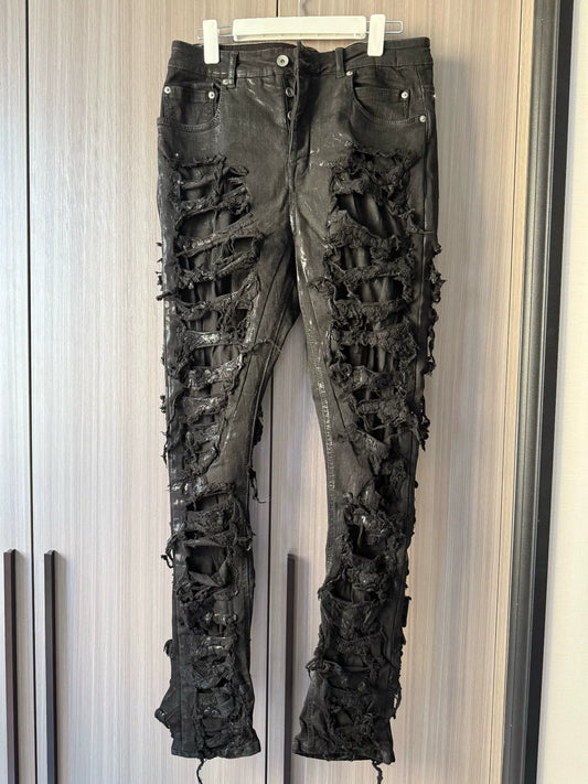 Rick Owens Drkshdw Black Distressed Jeans