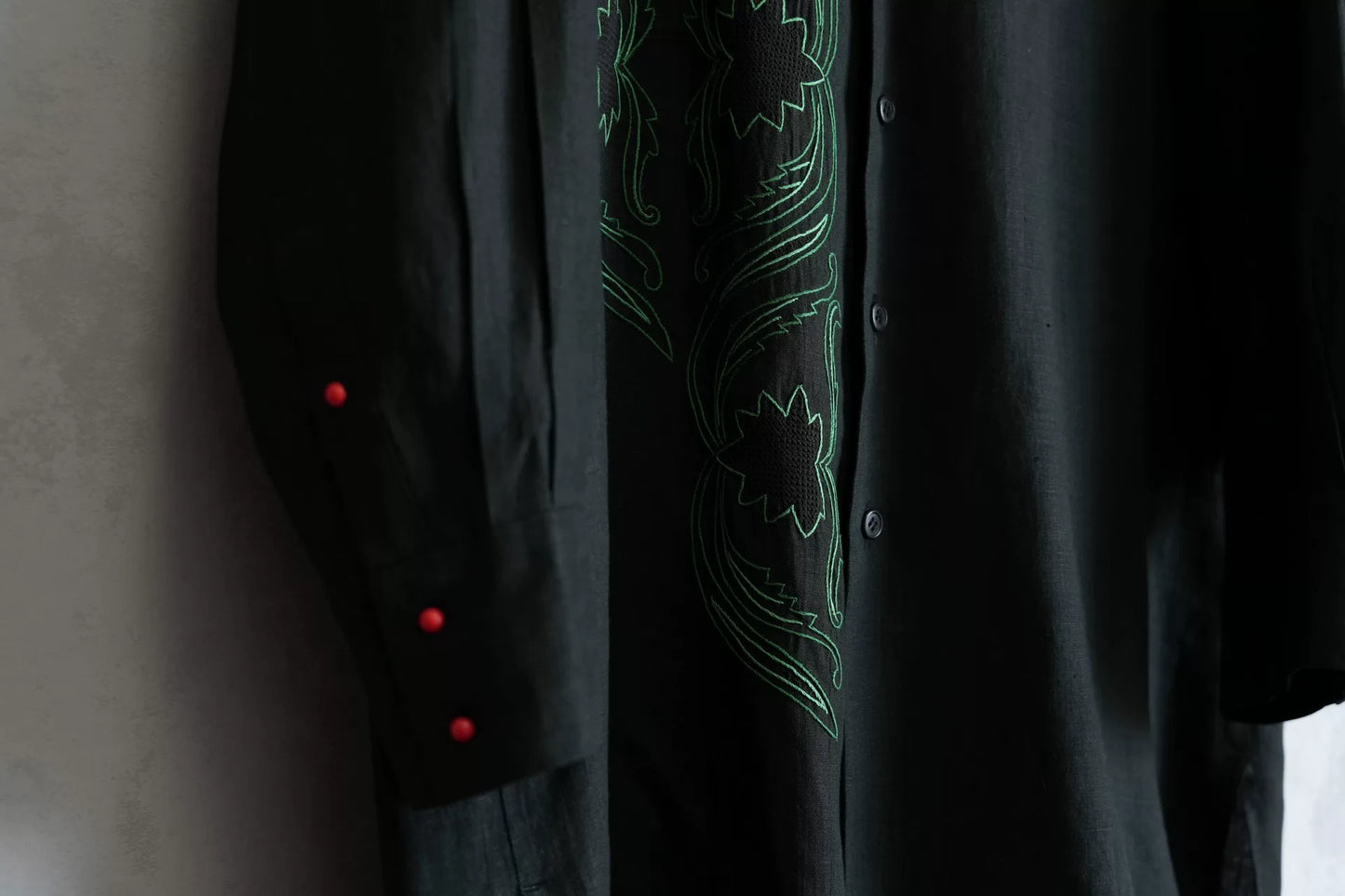 embroidered black long sleeve shirt