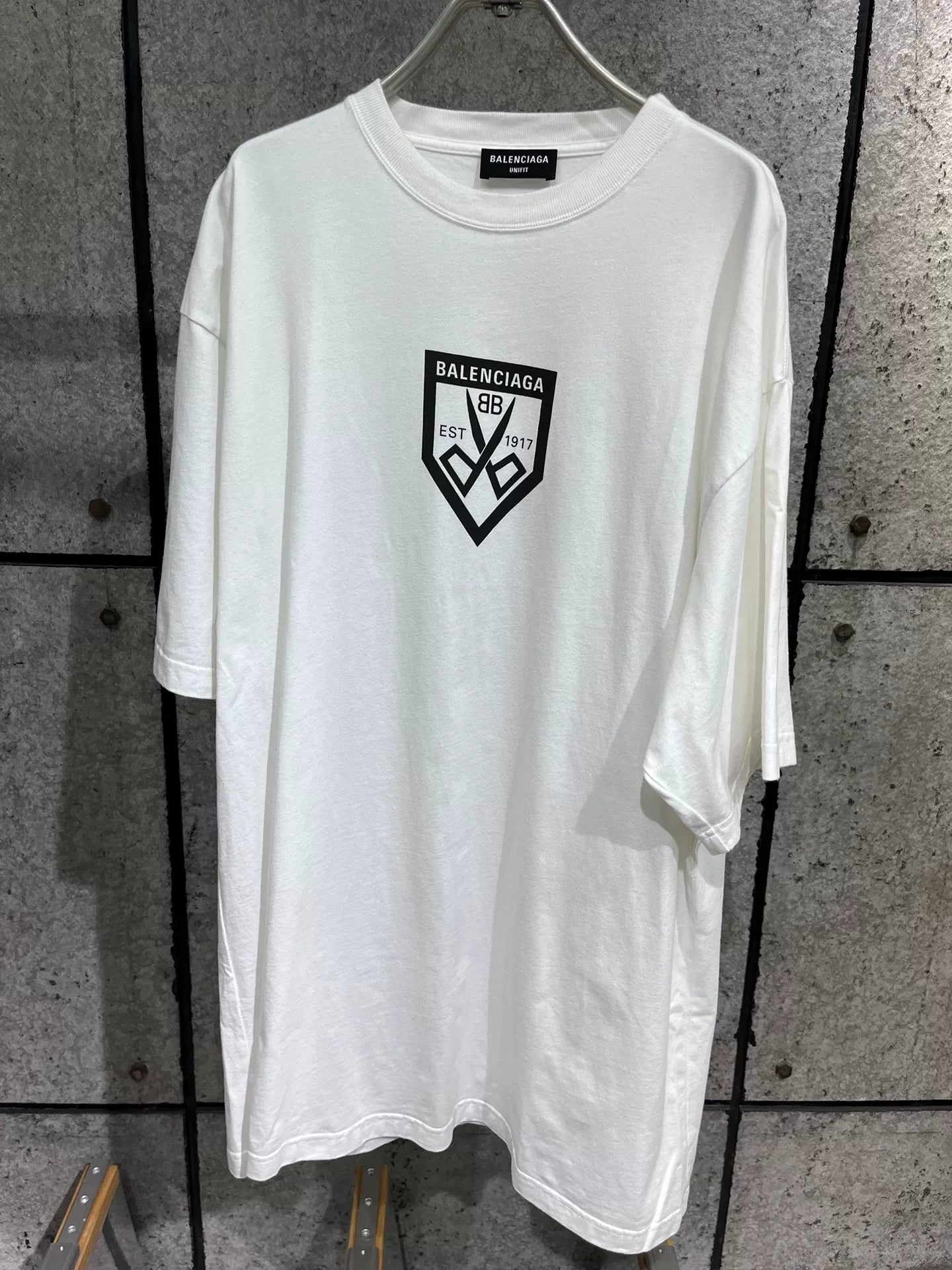 Balenciaga White Oversized Scissors Short-Sleeve S