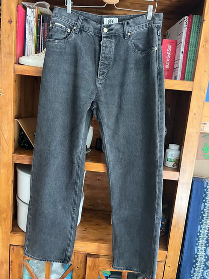 oversized gray-black vintage denim pants