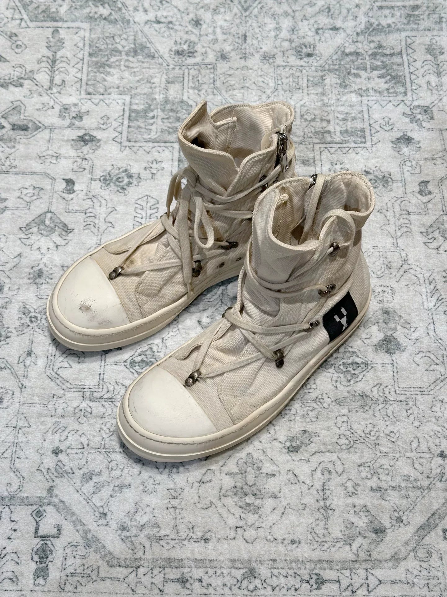 Rick Owens Canvas High-Top Sneakers