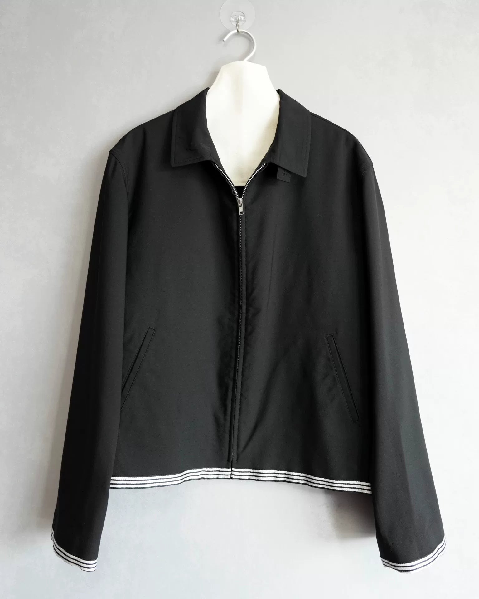 yohji yamamoto black wool zip jacket