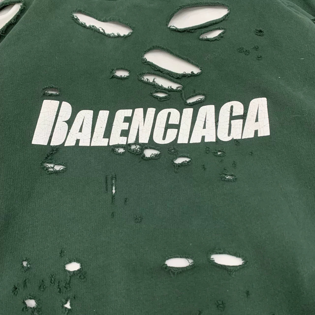 balenciaga green distressed hoodie for sale