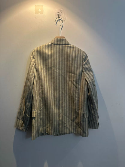 gray striped double-breasted blazer