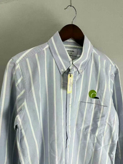 thom browne blue and white striped shirt